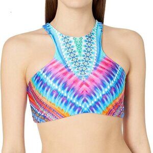 Luli Fama Standard Star Girl Glam High Neck Engineered Reversible Bikini M NWT